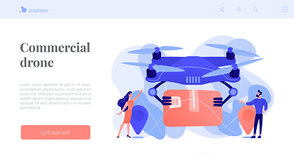 Image showing Drone delivery concept landing page.