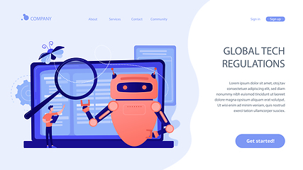 Image showing Artificial intelligence regulations concept landing page.