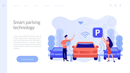 Image showing Self-parking car system concept landing page.