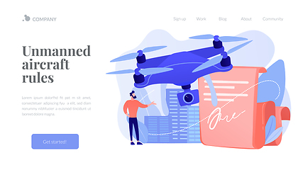 Image showing Drone flying regulations concept landing page.