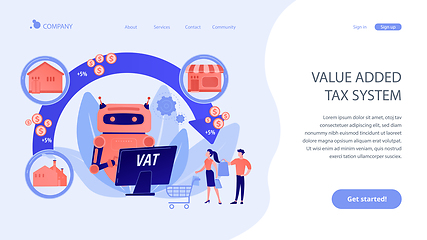 Image showing Value added tax system concept landing page