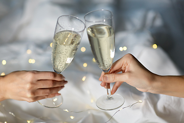 Image showing close up of lesbian couple with champagne glasses