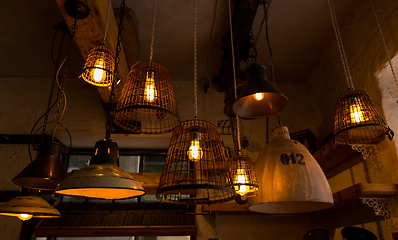Image showing lantern lamps hanging at restaurant