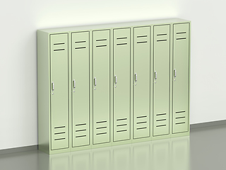 Image showing Green metal lockers