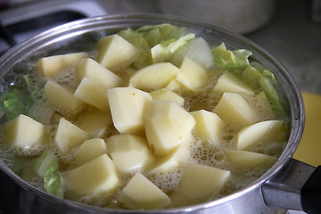 Image showing vegetables boiling in a pan