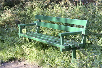 Image showing green metal bench