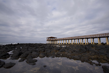 Image showing Long pier in a resort