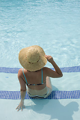 Image showing woman relaxing in the pool