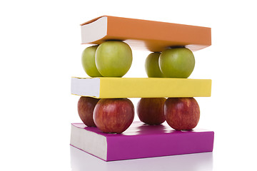 Image showing solid mix of books and apples