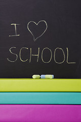 Image showing books and a chalkboard 