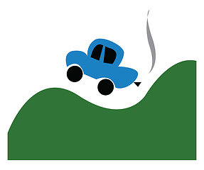 Image showing A blue car jumping vector or color illustration