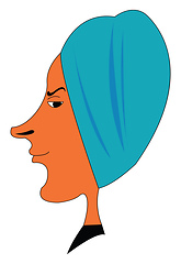 Image showing The side face of a skinny person after a shower/Head wrapped in 