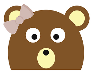 Image showing A bear with a bow, vector color illustration.