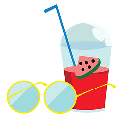 Image showing Beating the heat with sunglass and watermelon cooler vector or c