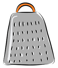 Image showing Grey grater with orange handle illustration vector on white back