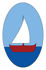 Image showing Red boat on the sea vector illustration on white background