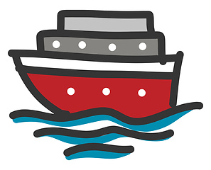 Image showing Red boat illustration vector on white background 
