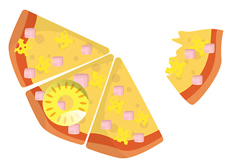 Image showing Half eaten Hawaiian pizzaPrint