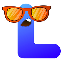 Image showing Blue letter L with sunglasses vector illustration on white backg