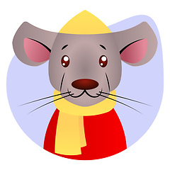 Image showing Cartoon mouse in chinese suit vector illustartion on white backg
