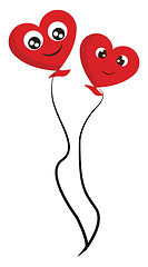 Image showing Two heart shaped balloons for valentine illustration color vecto