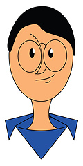 Image showing Boy wearing blue shirt and glasses illustration vector on white 