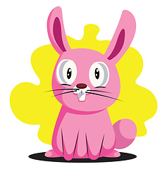 Image showing Funny pink Easter bunny with big teeth illustration web vector o