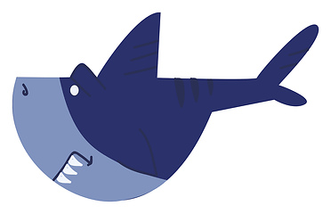 Image showing A blue shark with its sharp teeth vector color drawing or illust