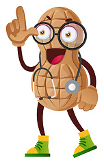 Image showing Peanut with stethoscope, illustration, vector on white backgroun