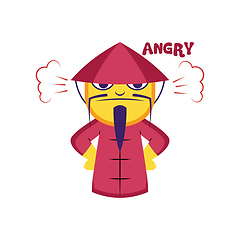 Image showing Angry Chinese man in pink suit vector illustration on a white ba