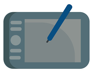 Image showing Grey graphic tablet with blue pen vector illustration on white b