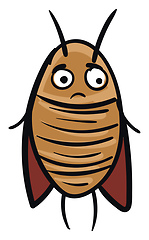 Image showing Sad brown cockroach  vector illustration on white background