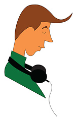 Image showing A guy wearing black headphones looks handsome vector or color il