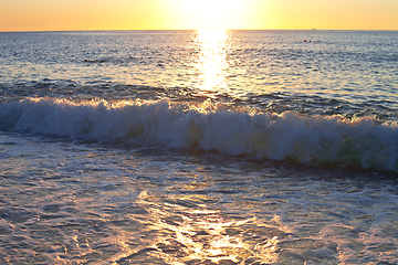 Image showing Red sunset over the sea. Beautiful sunset.