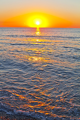 Image showing Red sunset over the sea. Beautiful sunset.