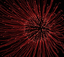 Image showing Red Fireworks Time Laps