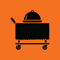 Image showing Restaurant  cloche on delivering cart icon