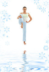 Image showing yoga standing on white sand