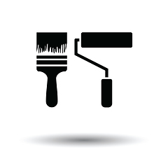 Image showing Icon of construction paint brushes