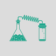 Image showing Icon of chemistry reaction with two flask