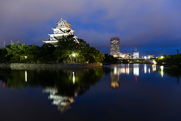 Image showing Japanese Hiroshima castle at night