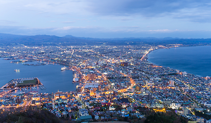 Image showing Hakodate City at evening