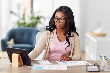 Image showing african woman working on ui design at home office