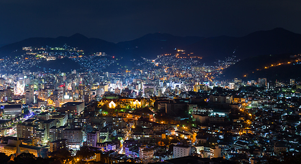 Image showing Nagasaki cityscape in Japan at night