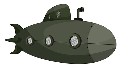 Image showing Deep green submarine vector illustration on white background.