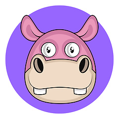 Image showing Cute cartoon pink hippo vector illustartion on white background