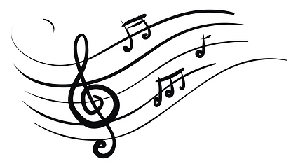 Image showing A silhouette of musical notes over white background vector or co