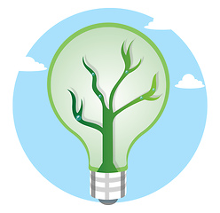 Image showing Green light bulb as a symbol for renewable energy resources illu