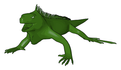 Image showing Green scary reptile with tetra pods vector or color illustration