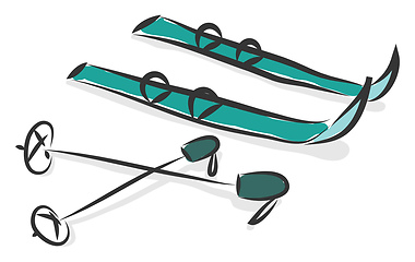 Image showing Simple cartoon of a pair of blue snowskis vector illustration on